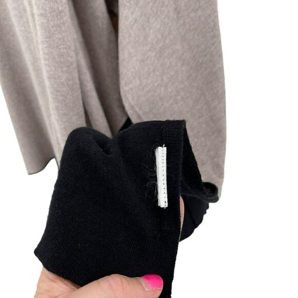 White + Warren Open Waterfall Front Long Sleeve Cardigan Sweater Taupe Small - Picture 9 of 9